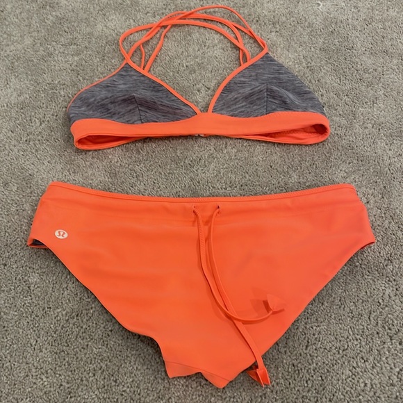 Lululemon neon orange and heather gray reversible 2-piece - Picture 3 of 4